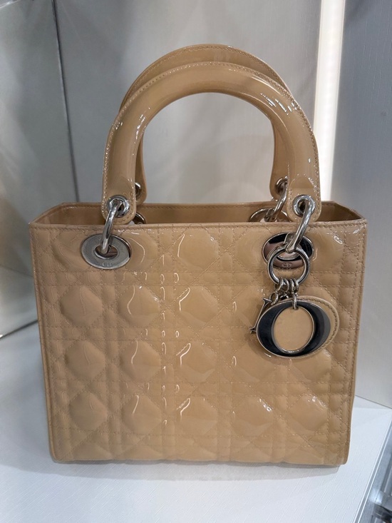 Dior Handbags - Dior Lady Dior Patent Leather Bag- nude beige